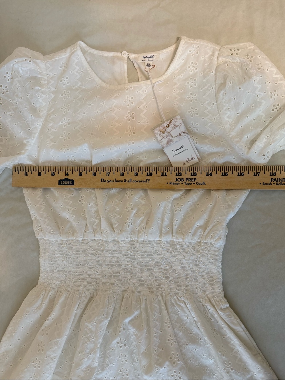 NWT Splendid x Cella Jane White Eyelet Puff-Sleeve Tiered Mini Dress XS - Picture 10 of 16